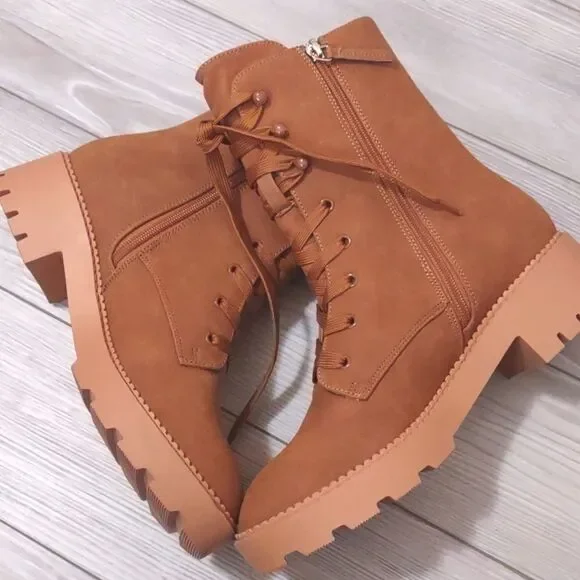 (A-2922) ZBY Women's Combat Boots Sz 8.5 - Picture 8 of 11